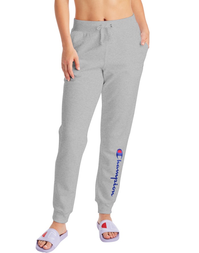 Champion Powerblend Fleece Script Logo Joggingbroek Dames - Grijs - Belgie 6254ZDYHU